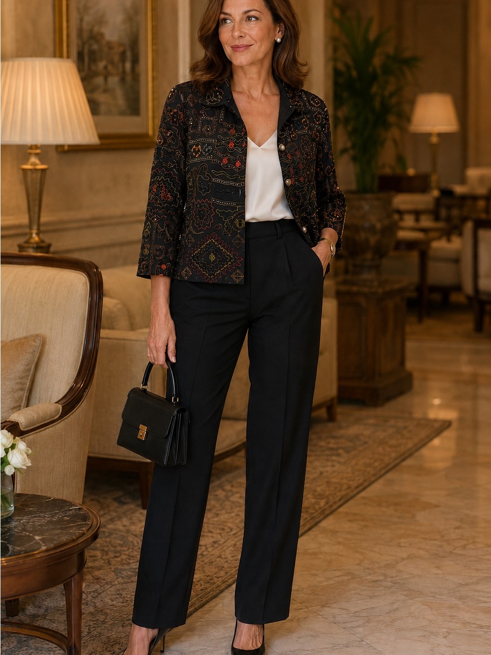 NWT Deadstock Chico’s Size 2 Beaded Sequin Embroidered Black Blazer
